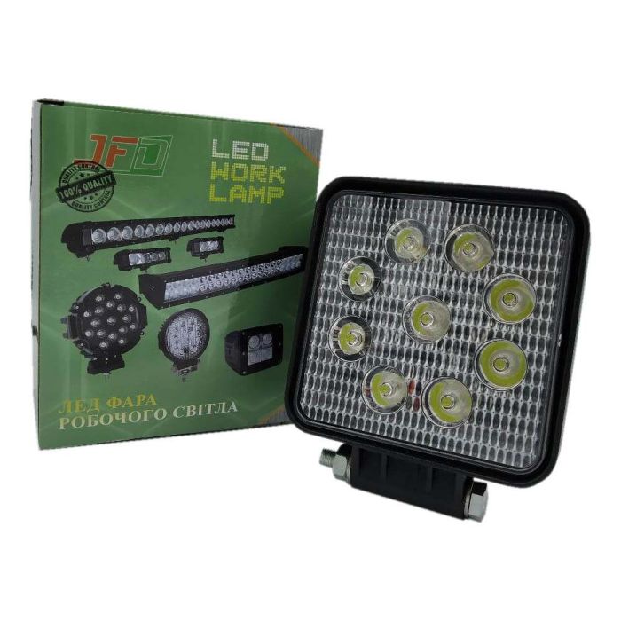 27W/30 (9x3W/вузький промінь,квадратний корпус)1710 lm LED Фара робоча JFD-1039 50мм (GF-009Z03D)