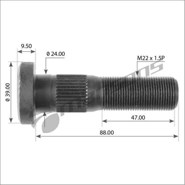 Шпилька колісна М22х1,5/88 ROR ТМ21022167,FE02504,SAMPA085.167