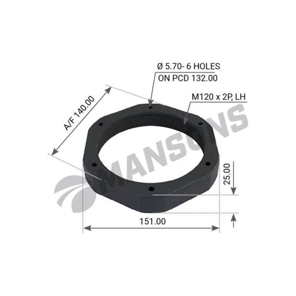 Гайка осі SAF SKRS9042 ліва М120х2,1011007101,AUG54280,SAMPA075.070
