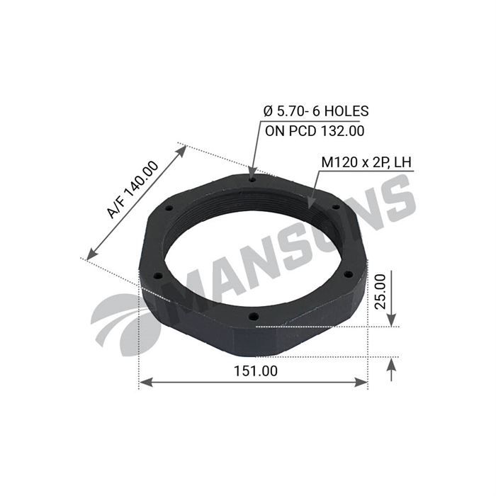 Гайка осі SAF SKRS9042 ліва М120х2,1011007101,AUG54280,SAMPA075.070