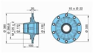 Ступиця колеса BPW ECO 6,5-9т (без підшипників),0327230870,070098,931413,SB060080